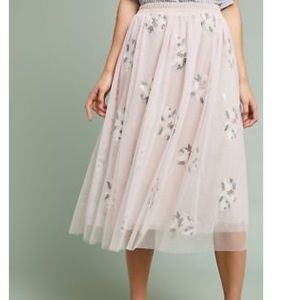 Anthropologie Eri + Ali pink tulle floral skirt
